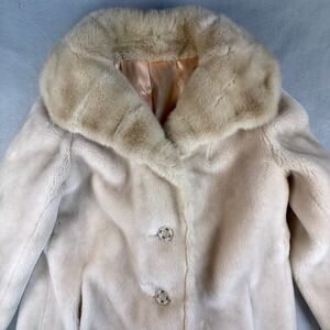 Sportowne Ultra Seal Faux Fur Coat Beige Jacket Women 10 Vintage Mobwife
